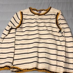 Navy/ivory/gold striped sweater. Size small.
